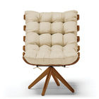 Kit 02 Poltronas Giratória Costela Veludo Luxo Base Madeira M