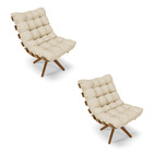 Kit 02 Poltronas Giratória Costela Veludo Luxo Base Madeira M