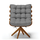 Kit 02 Poltronas Giratória Costela Veludo Luxo Base Madeira M