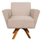 Kit 02 Poltronas Giratória Dora Suede Base Madeira Mm30 D'ros