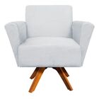 Kit 02 Poltronas Giratória Dora Suede Base Madeira Mm30 D'ros