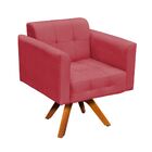 Kit 02 Poltronas Giratória Elisa E 01 Puff Suede Base Madeira