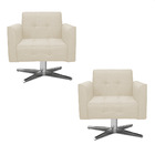 Kit 02 Poltronas Giratória Elisa Linho Base Estrela Cromado -