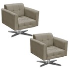 Kit 02 Poltronas Giratória Elisa Suede Base Estrela Cromado D