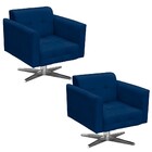 Kit 02 Poltronas Giratória Elisa Suede Base Estrela Cromado D