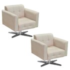 Kit 02 Poltronas Giratória Elisa Suede Bege Base Estrela Crom