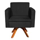 Kit 02 Poltronas Giratória Emília Suede Base Madeira Mm30 D'r