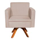 Kit 02 Poltronas Giratória Emília Suede Base Madeira Mm30 D'r
