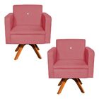 Kit 02 Poltronas Giratória Emília Suede Com Strass Base Madei