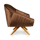 Kit 02 Poltronas Giratória Giovana Acetinado Base Madeira Ma3