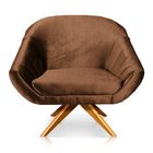 Kit 02 Poltronas Giratória Giovana Acetinado Base Madeira Ma3