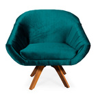 Kit 02 Poltronas Giratória Giovana Acetinado Base Madeira Mm3