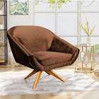 Kit 02 Poltronas Giratória Giovana Acetinado Marrom Base Made