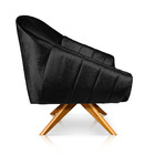 Kit 02 Poltronas Giratória Giovana Acetinado Preto Base Madei