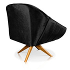 Kit 02 Poltronas Giratória Giovana Acetinado Preto Base Madei