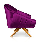 Kit 02 Poltronas Giratória Giovana Acetinado Roxo Base Madeir