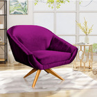 Kit 02 Poltronas Giratória Giovana Acetinado Roxo Base Madeir