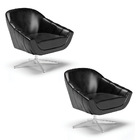 Kit 02 Poltronas Giratória Giovana Corano Base Cromada D03 -