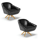 Kit 02 Poltronas Giratória Giovana Corano Base Madeira Ma30 D