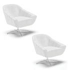 Kit 02 Poltronas Giratória Giovana Corano Branco Base Cromada