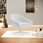 Kit 02 Poltronas Giratória Giovana Corano Branco Base Cromada