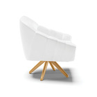 Kit 02 Poltronas Giratória Giovana Corano Branco Base Madeira