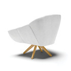 Kit 02 Poltronas Giratória Giovana Corano Branco Base Madeira