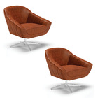 Kit 02 Poltronas Giratória Giovana Corano Nozes Base Cromada