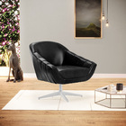 Kit 02 Poltronas Giratória Giovana Corano Preto Base Cromada