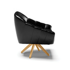 Kit 02 Poltronas Giratória Giovana Corano Preto Base Madeira