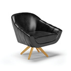 Kit 02 Poltronas Giratória Giovana Corano Preto Base Madeira