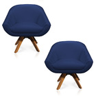 Kit 02 Poltronas Giratória Giovana Corino Azul Marinho Base M