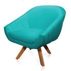 Kit 02 Poltronas Giratória Giovana Corino Azul Turquesa Base