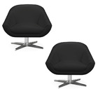 Kit 02 Poltronas Giratória Giovana Corino Base Cromada D03 -