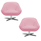 Kit 02 Poltronas Giratória Giovana Corino Base Cromada - D'ro