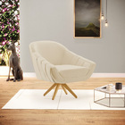 Kit 02 Poltronas Giratória Giovana Corino Base Madeira Ma30 D