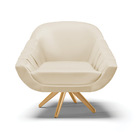 Kit 02 Poltronas Giratória Giovana Corino Base Madeira Ma30 D