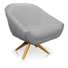 Kit 02 Poltronas Giratória Giovana Corino Base Madeira Ma30 D