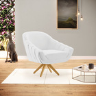 Kit 02 Poltronas Giratória Giovana Corino Base Madeira Ma30 D