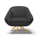 Kit 02 Poltronas Giratória Giovana Corino Base Madeira Ma30 D