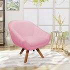 Kit 02 Poltronas Giratória Giovana Corino Base Madeira Mm30 -