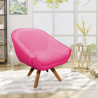 Kit 02 Poltronas Giratória Giovana Corino Base Madeira Mm30 -