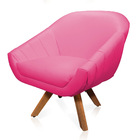 Kit 02 Poltronas Giratória Giovana Corino Base Madeira Mm30 -