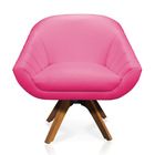 Kit 02 Poltronas Giratória Giovana Corino Base Madeira Mm30 -