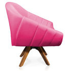 Kit 02 Poltronas Giratória Giovana Corino Base Madeira Mm30 -