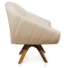 Kit 02 Poltronas Giratória Giovana Corino Bege Base Madeira M