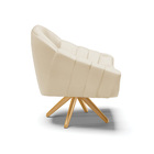 Kit 02 Poltronas Giratória Giovana Corino Bege Base Madeira M