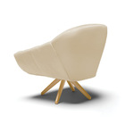 Kit 02 Poltronas Giratória Giovana Corino Bege Base Madeira M