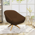 Kit 02 Poltronas Giratória Giovana Corino Marrom Base Madeira