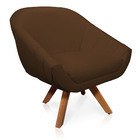 Kit 02 Poltronas Giratória Giovana Corino Marrom Base Madeira